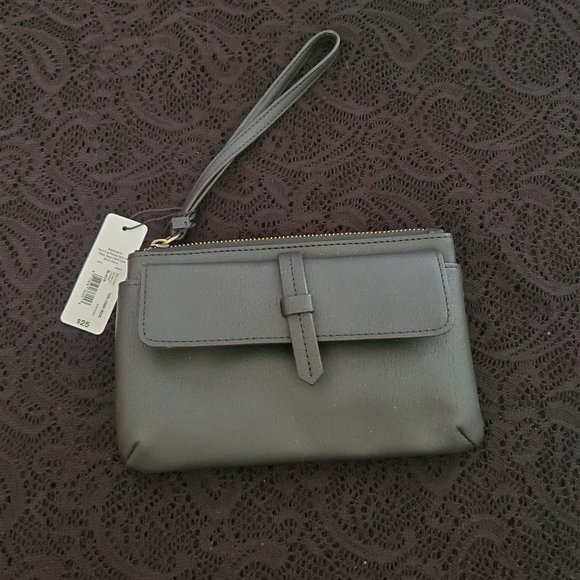 NWT a.n.a. black faux leather wristlet - Picture 1 of 5